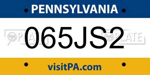 065JS2 Pennsylvania License Plate