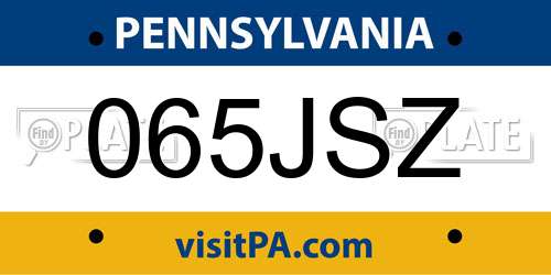 065JSZ Pennsylvania License Plate