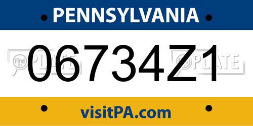 06734Z1 Pennsylvania License Plate