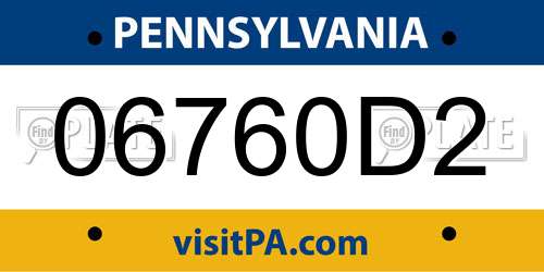 06760D2 Pennsylvania License Plate