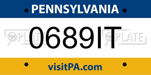 0689IT Pennsylvania License Plate