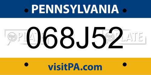 068J52 Pennsylvania License Plate