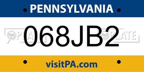 068JB2 Pennsylvania License Plate