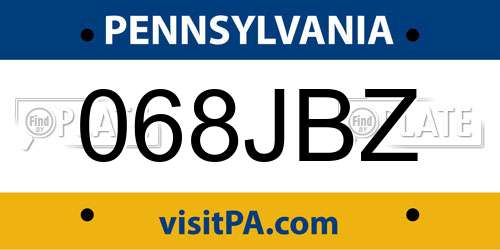 068JBZ Pennsylvania License Plate