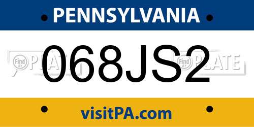 068JS2 Pennsylvania License Plate