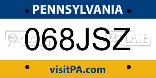 068JSZ Pennsylvania License Plate