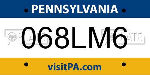 068LM6 Pennsylvania License Plate