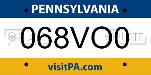 068VO0 Pennsylvania License Plate