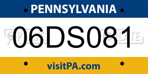 06DS081 Pennsylvania License Plate