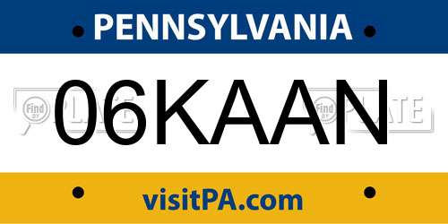 06KAAN Pennsylvania License Plate