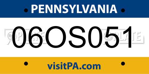 06OS051 Pennsylvania License Plate