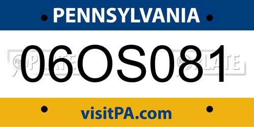 06OS081 Pennsylvania License Plate