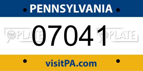 07041 Pennsylvania License Plate