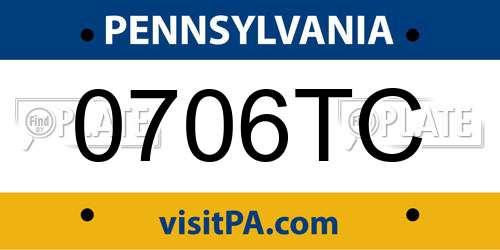 0706TC Pennsylvania License Plate
