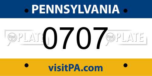 0707 Pennsylvania License Plate