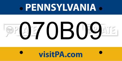 070B09 Pennsylvania License Plate