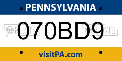 070BD9 Pennsylvania License Plate