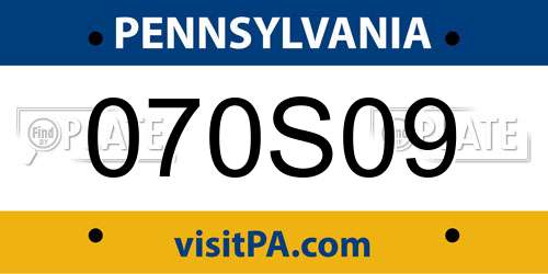 070S09 Pennsylvania License Plate