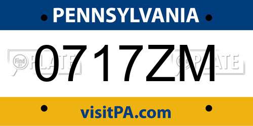 0717ZM Pennsylvania License Plate