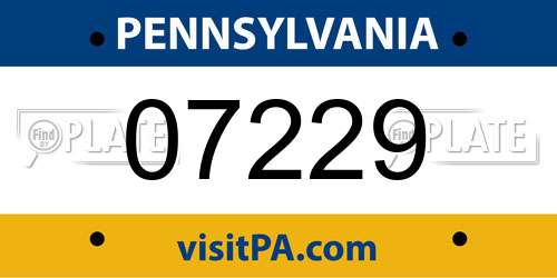 07229 Pennsylvania License Plate
