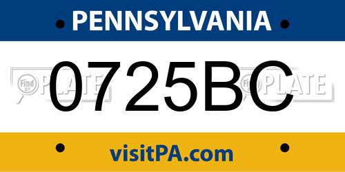 0725BC Pennsylvania License Plate