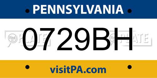 0729BH Pennsylvania License Plate