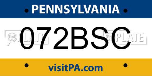 072BSC Pennsylvania License Plate
