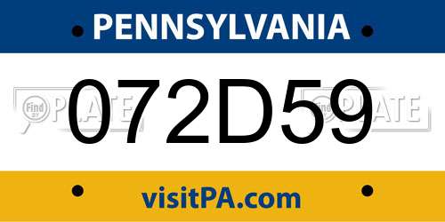 072D59 Pennsylvania License Plate