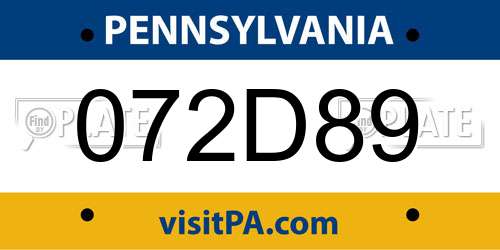 072D89 Pennsylvania License Plate