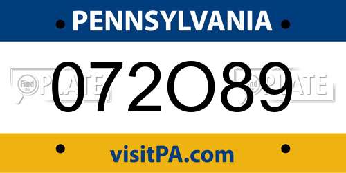 072O89 Pennsylvania License Plate