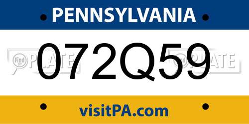 072Q59 Pennsylvania License Plate