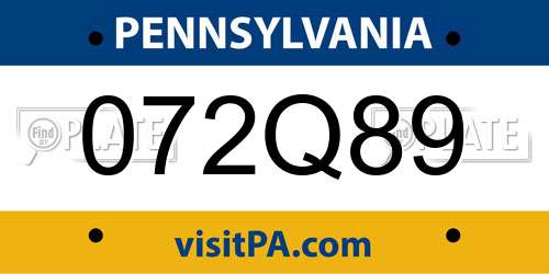 072Q89 Pennsylvania License Plate