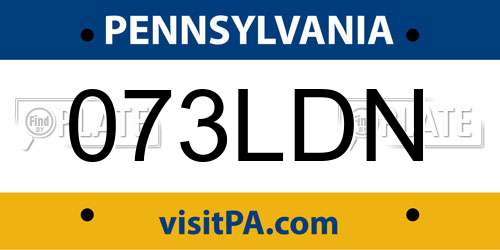 073LDN Pennsylvania License Plate