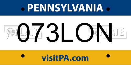 073LON Pennsylvania License Plate