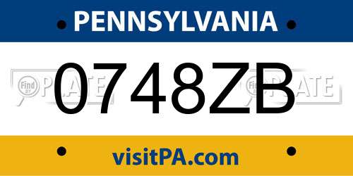 0748ZB Pennsylvania License Plate