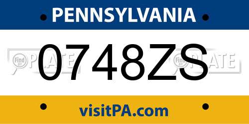 0748ZS Pennsylvania License Plate
