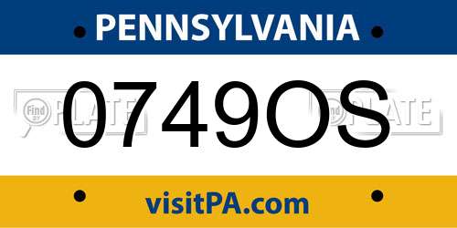 0749OS Pennsylvania License Plate