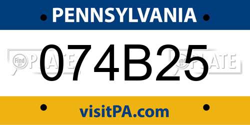 074B25 Pennsylvania License Plate