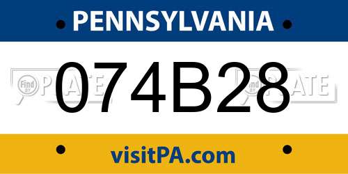 074B28 Pennsylvania License Plate