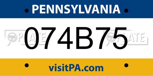 074B75 Pennsylvania License Plate
