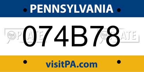 074B78 Pennsylvania License Plate