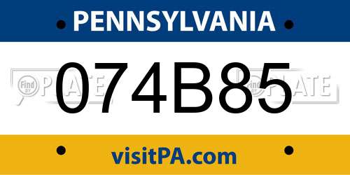074B85 Pennsylvania License Plate