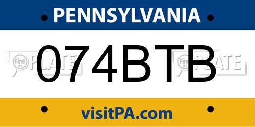 074BTB Pennsylvania License Plate