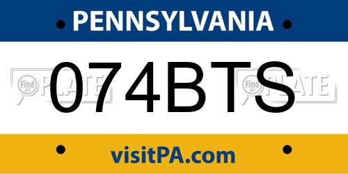 074BTS Pennsylvania License Plate