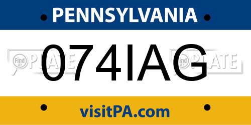 074IAG Pennsylvania License Plate