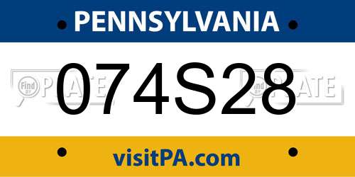 074S28 Pennsylvania License Plate