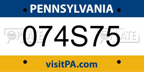 074S75 Pennsylvania License Plate