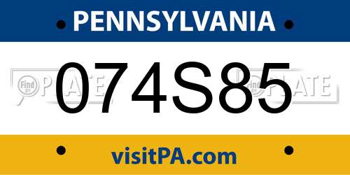 074S85 Pennsylvania License Plate