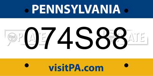 074S88 Pennsylvania License Plate