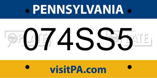 074SS5 Pennsylvania License Plate